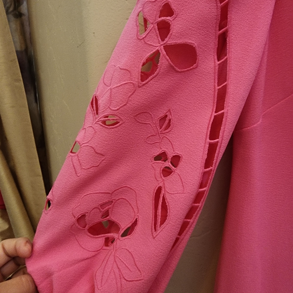 Vince Camuto Hot Pink Puff Sleeve Cutout Dress - Picture 3 of 4